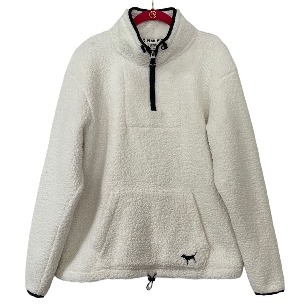 PINK Victoria’s Secret Cream 1/4 Zip Sherpa Medium